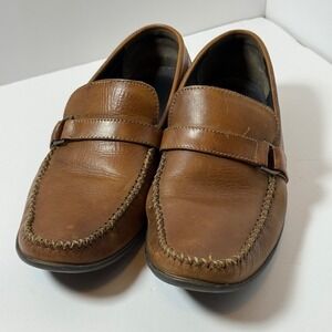 Bostonian Leather Loafers Buckle Accent Slip On Dress Shoes Brown 9M
